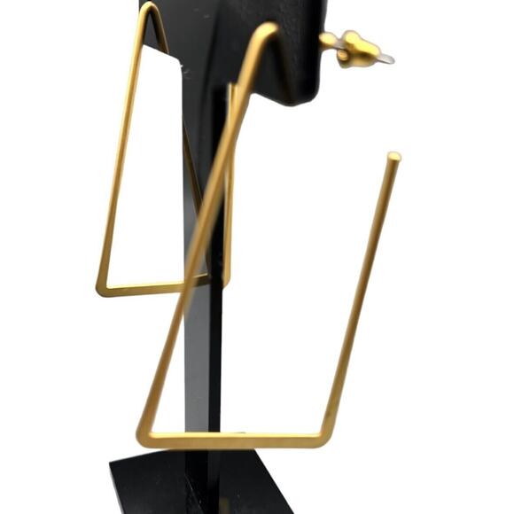 Pierced Earrings Large Geometric Square Angled Bold Straight Line Statement - Picture 3 of 5